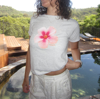 Pink Hibiscus Baby Tee